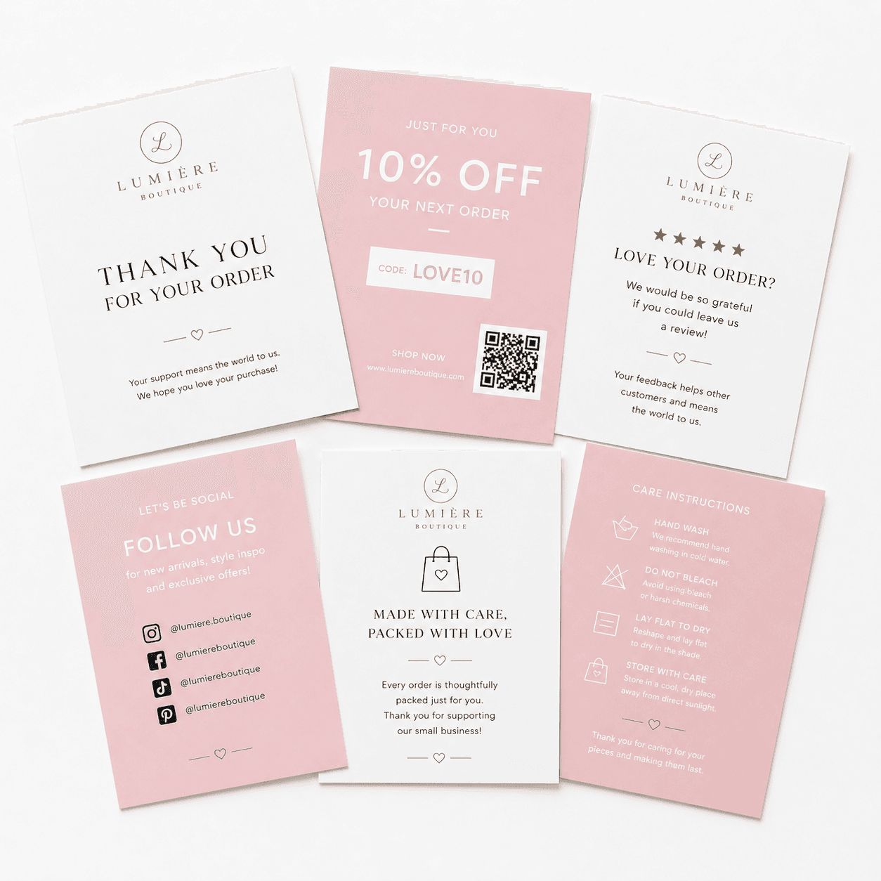 Packaging Insert Cards flat