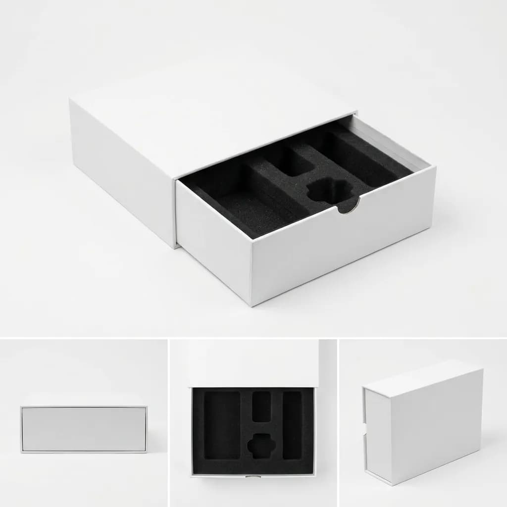 Custom printed rigid drawer box with sliding tray